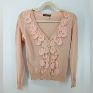 Theme Blush Pink Petal Cardigan 100% Cotton S Work Office Interview Spring